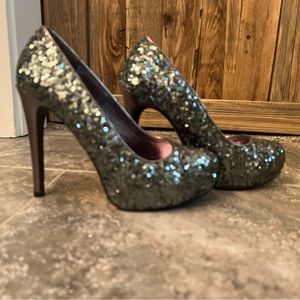 Silver sparkle heels
